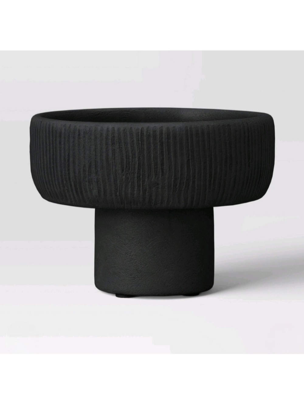 Threshold Black Ribbed Pedestal Ceramic Bowl